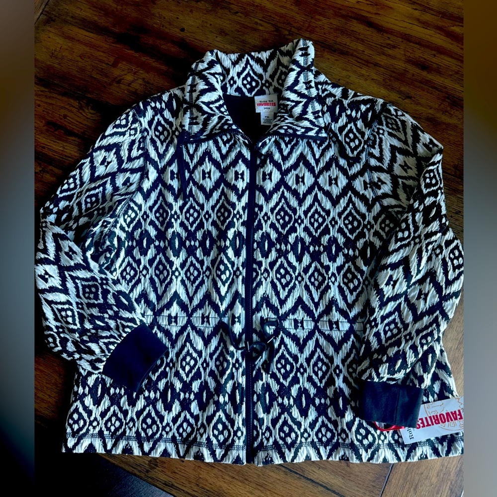 NWT Ruby Rd. Athletic zip up jacket. Black and white petite XL